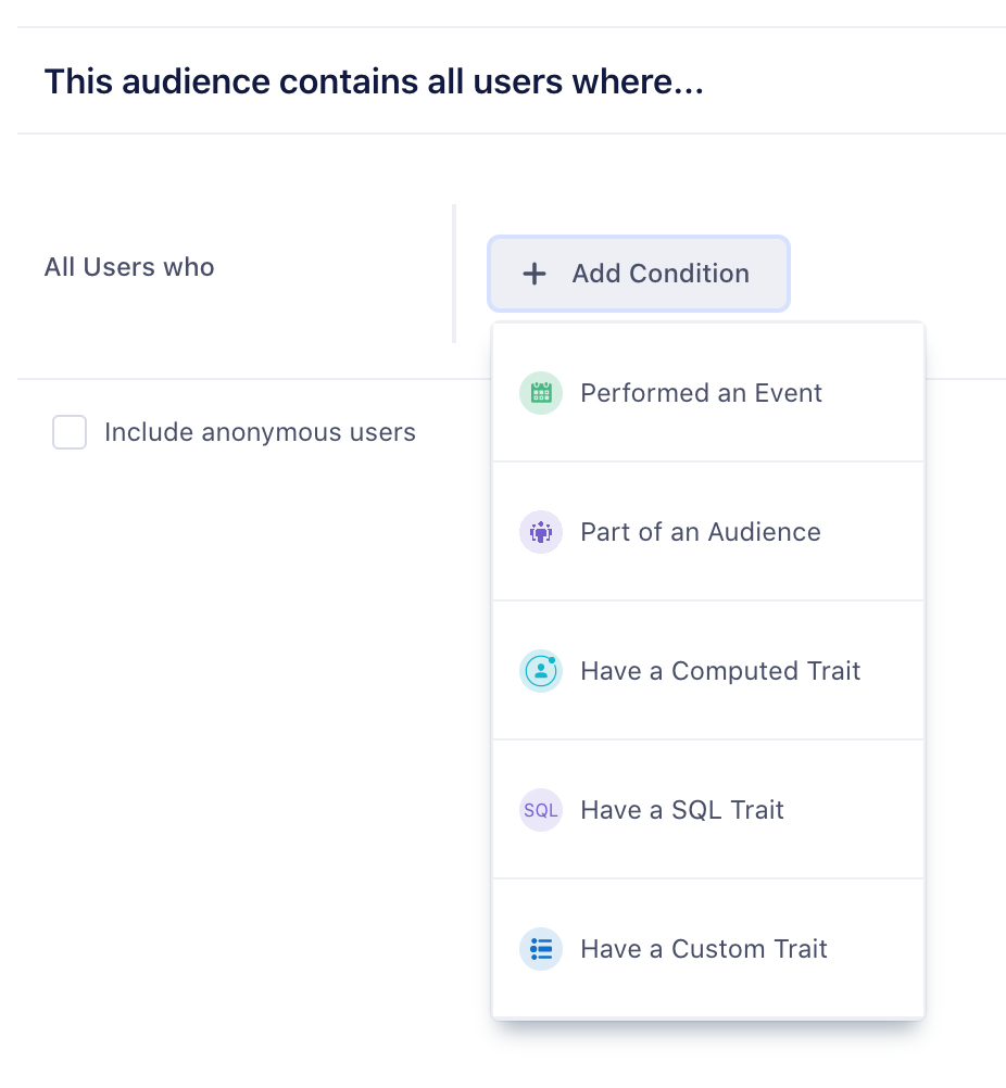Creating an Engage Audience from the conditions list